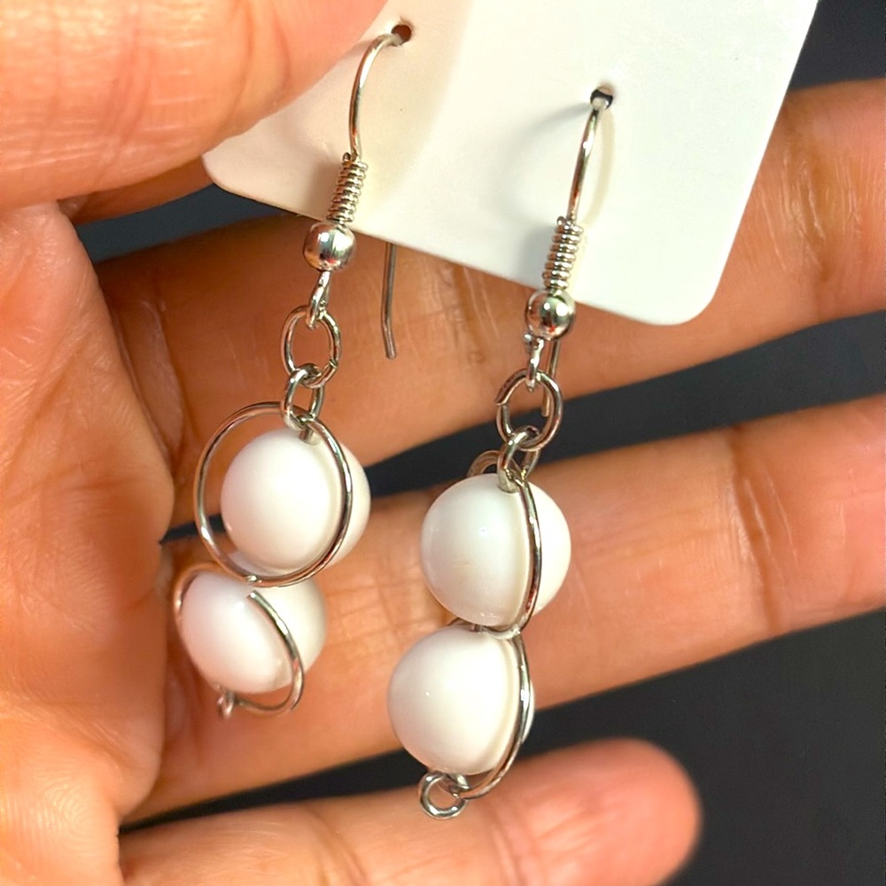 White earrings 💛